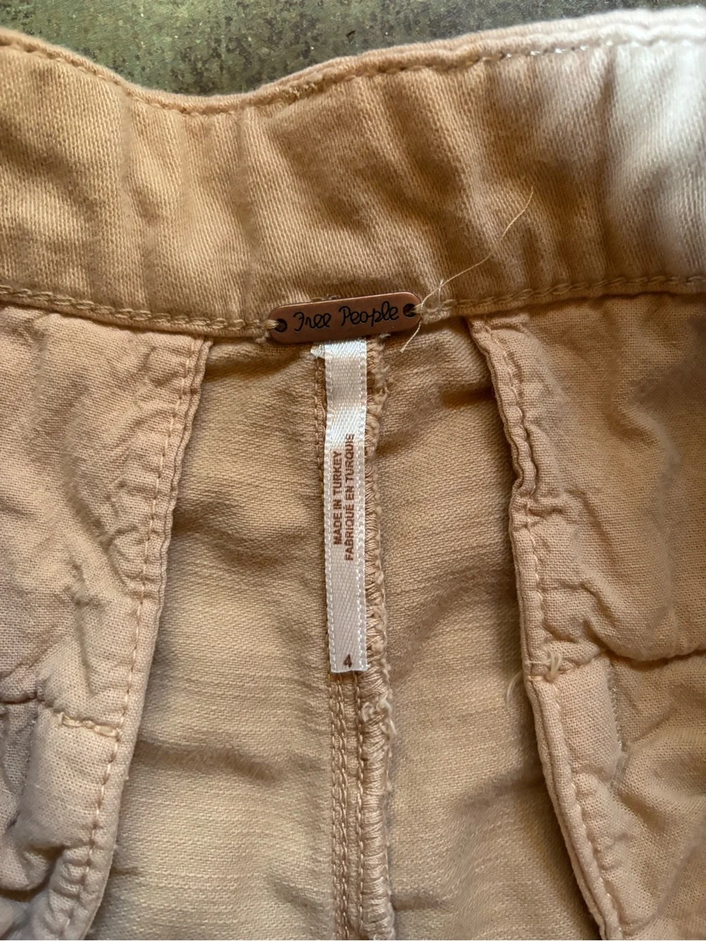 Free People High-Rise Pleated Chino Shorts - Tan